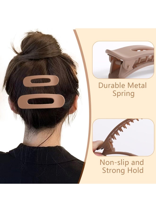 CLENEA 12PCS Flat Hair Clips, Brown Flat Claw Clips for Thin Hair, Matte Lay Down Claw Clips for Women, 3 Sizes Alligator Hair Clips - Image 3